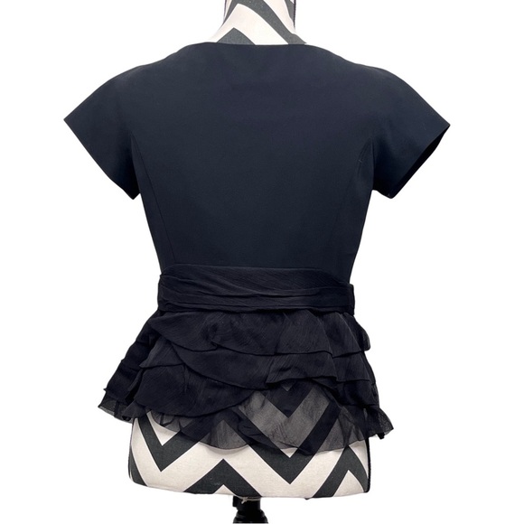 Moschino 100% Silk Cocktail Ruffle Short-Sleeve Snap Button Front Blouse - Picture 2 of 14